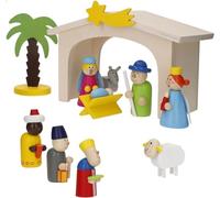 WOOMAX 33045 Presepe in Legno per Bambini, 11 Figure, Presepe per Bambini Natale, Portale di Presepe Facile da Montare e Smontare, Re Magi, Giocattolo per Bambini +3 Anni, Decorazione Natalizia