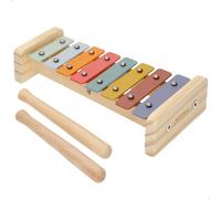 WOOMAX 33057 Xilofono in legno, strumenti musicali per bambini, 8 fogli in metallo, include 2 bacchette, colori tenui, certificato FSC, gioco sensoriale, giocattoli educativi, a partire da 12 mesi
