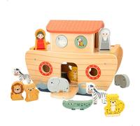 WOOMAX - Arca di Noè di Legno, Zookabee, Animali Giocattolo, Inscatolabili bambino, Gioco Pizzo, Pizzo Figure, Giocattoli per bambini 2 anni, Giochi educativi, Motricità fine, Classificatore Forme,