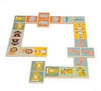 WOOMAX - Domino per Bambini in Legno, 28 Pezzi, Set di Animali della Giungla, Giochi da Tavolo, Include cubo di Trasporto, Texture Morbida, Etichetta FSC, Giocattolo educativo Bambini 2 Anni (47573)