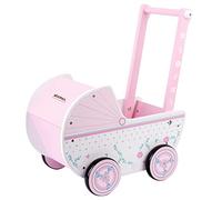 WOOMAX WOOMAX-46475 Carrello in Legno, 26,5 x 39 x 46 cm, Rosa e Bianco, con Ruote, 30-40, Bambini 3 Anni, passeggini per Bambole (46475), Scacchi, Colore