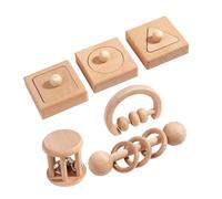 WOONEKY 1 Set Educativo Legno per Puzzle Geometrici Montessori Rattles e Giochi per Sviluppo Cognitivo e Regali per Battesimi e Compleanni