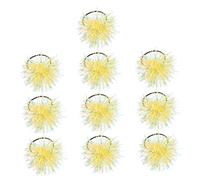 WOONEKY 10 Pezzi Elastici per Capelli con Pompom Luminosi Gialli Fascette Colorate con Strisce Lucenti in Plastica Morbidi e Resistenti per Code di Cavallo Accessori Moda per Ragazze