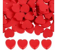 WOONEKY 100 Pezzi Perline in Legno Forma di Cuore Rosso Verticale per Creazioni Fai da Te Perline per Braccialetti e Gioielli Accessori Artigianali per Festa degli Innamorati