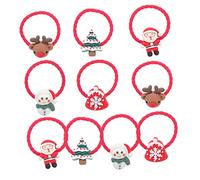 WOONEKY 10paia Xmas Hair Ties for Kids Christmas-themed Hair Bands with Santa Snowman Deer Bell Designs for Holiday Parties and Everyday Use