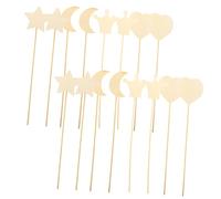 WOONEKY 12 Bacchette Legno per Decorativi Leggeri per Giochi Creativi DIY con Corone Cuori Stelle e per Sviluppo Manuale e Coordinazione