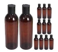 WOONEKY 12 Pezzi Set 12 Flaconi da Viaggio 250Ml con Tappo a Pressione, Contenitori Portatili per Shampoo e Lozioni, Bottiglie Vuote Riutilizzabili Marroni per Articoli da Toeletta, per