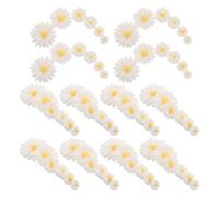 WOONEKY 120 Pezzi Cabochon in Resina a Forma di Margherita Bianca 8-26 MM Retro Piatto Ciondoli Floreali per Artigianato Fai da Te Decorazioni per Custodie Telefoni Accessori Chioma e