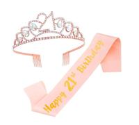 WOONEKY 1set Compleanno Anni Con Coroncina e Spalline Brillanti Accessori Per Festa Di Compleanno Di Strass e Fascia Per Foto Memorabili