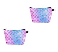 WOONEKY 2 Borse Da Toilette Con Design A Squame Di Sirena A Doppio Per Il Trucco Da Viaggio Con Cerniera Di Sicurezza Ideali Per Le Donne
