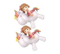 WOONEKY 2 Cake Topper Unicorno con Bambina PVC Decorazione Torta Shower e Compleanno Figurine per Dolci e