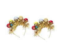 WOONEKY 2 Pezzi Cerchietti per Capelli Natalizi Bambina Leggeri e Decorativi con Palline Colorate Fasce Festive per Feste e Cosplay di Natale