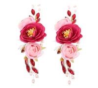 WOONEKY 2 Pezzi Cerchietto da Sposa Vintage con Fiori di Grande Fiore e Perle Accessori Floreali Boho per Capelli da Donna e Ragazza Decorazione Elegante per Matrimonio Stile Cinese