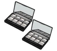 WOONEKY 2 Pezzi Palette di Ombretti Portatile con 8 Scomparti e Specchio, Contenitore Organizer per Cosmetici in Plastica e Metallo, per Uso Quotidiano e On-the-go