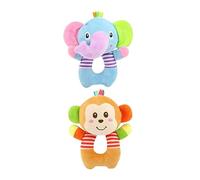 WOONEKY 2 Pezzi Sonagli Peluche Adorabili per Rattles Animali Scimmia Giocattoli per Sviluppo Coordinazione Mano Occhio e Stimolazione