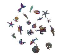 WOONEKY 20 pezzi Pendenti con Design di Organismi Acquatici Colorati in Metallo Accessori Unici per Creazione Gioielli Artigianali Dimensioni per Bigiotteria Creativa