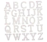 WOONEKY 26 pezzi Toppe Termoadesive con Lettere in Strass Adesive e Glitterate Patch Ricamate per Tessuti Cappotti Jeans Borse e Abbigliamento DIY