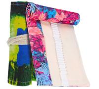 WOONEKY 2pezzi Astuccio Arrotolabile per Matite Scomparti in Tela Motivo Acero per Riporre Matite Penne Gel Gomme e Altro per Studenti e Artisti