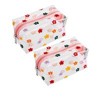 WOONEKY 2pezzi Borsa Da Toilette in Pvc Da Borsa Trasparente Stampa Floreale Grande Capacità Pieghevole e Portatile Per Shampoo Prodotti Per Viso Asciugamani Bagnoschiuma Sapone Ai Fiori u