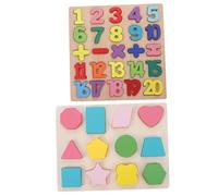 WOONEKY 2sets Puzzle in Legno Per Ragazzo Ragazza Con Numeri e Forme Gioco Educativo Per Ragazzo Ragazza Puzzle Montessori Per Sviluppo Cognitivo e Coordinazione Manuale Giocattolo Stimola