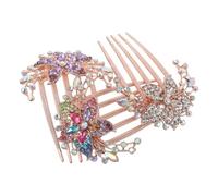 WOONEKY 3 Pezzi Pettini per Capelli da Sposa con Fiori Colorati e Strass Accessori Leggeri e Eleganti per Donne e Ragazze per Matrimoni Feste e Occasioni Speciali