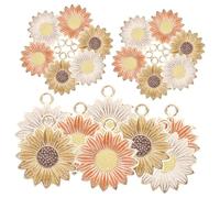 WOONEKY 30 pezzi Ciondoli Girasole Piccoli per Portachiavi e Gioielli Charms Decorativi in Lega Sicura per Orecchini Collane Braccialetti Fai da Te Accessori Colorati Arancioni e