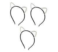 WOONEKY 3pezzi Cerchietto Orecchie di Gatto e Strass per Feste tra Ragazze Cosplay e Occasioni Speciali Leggero e Confortevole