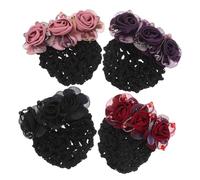 WOONEKY 4 Pezzi Fermagli Floreali con per Chignon Accessori Donna in Tessuto Morbido Clip Coreane e Giapponesi Copri Raccolto Leggero e Confortevole per Quotidiano e Occasioni Speciali