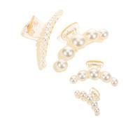 WOONEKY 4 Pezzi Fermagli per Capelli con Perle Eleganti Piccole Clip Artiglio con Forte Presa per Acconciature Quotidiane e Eventi Speciali Accessori Donna per Matrimoni e Feste