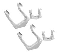 WOONEKY 4 Pezzi Gancio Doppio Metallico da Parete per Scale e Cavi, Argento | Acciaio al Carbonio e Metallo, Struttura Robusta, Montaggio a Muro, per Garage, Ripostigli e Pareti Tecniche