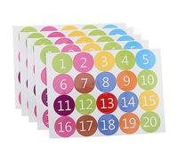 WOONEKY 5 Fogli Etichette Adesive Rotonde Numerate Colorate Adesivi PVC Autoadesivi Facili Staccare per Decorazioni Casa Scuola Negozi Confezionamento e Festa