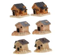 WOONEKY 6pezzi Statuette Case in Decorazioni Mini Giardino Delle Fate Casa Di Villaggio in Resina Vaso Per Piante Accessori Per Case Delle Bambole