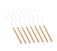 WOONEKY 8 pezzi Ago Crochet per Estensioni con Manico in Legno Ago Infila Fili per Micro Anelli Strumento per Intrecciare e Adatto per Parrucchieri e