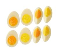 WOONEKY 8 Pezzi Modelli di Uova Finte Artificiali Affettate per Fotografia Oggetti di Scena Alimentari Versatili Leggeri e Compatti per Uso Didattico e Marketing