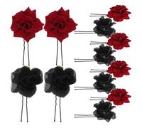 WOONEKY 8 Pezzi Mollette per Chioma a Forma di Rosa Rossa 12 Pezzi, Forcine a U in Metallo Antiossidante, Piccole Mollette Floreali Leggere per Feste, Matrimoni e Uso Quotidiano