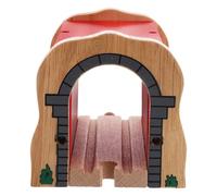 WOONEKY Accessori per Binari Ferroviari in Legno Tunnel Rosso Set di Espansione per Treni Giocattolo Set di Accessori per Gioco Creativo a Casa e Asilo