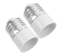WOONEKY Adattatore Lampadina E27 a E14 2 Pezzi Portalampada Nichelato in Rame e Plastica Ignifuga Nero per Conversione Sicura della Luce