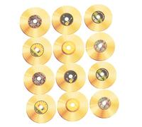 WOONEKY Adesivi Murali Retro Cd in Oro Decorazioni Per Feste Musicali 12 Pezzi Adesivi Resistenti Per Soggiorno e Camera Da Letto Design Creativo Per Bar e Caffetterie