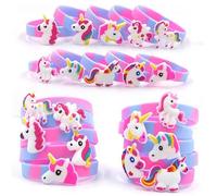 WOONEKY Braccialetti Unicorno in Silicone Per Bambini, Set Da 6 Pezzi, Impermeabili e Resistenti All’usura, Per Feste Di Compleanno e Halloween
