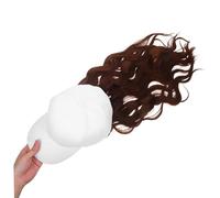 WOONEKY Cappello Da Baseball Bianco Con Parrucca Capelli Ricci Cuffia Sintetica Lunga Per Acconciature Senza Sforzo Adatta Per Uscite Informali Feste in Costume e Protezione Solare