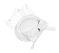 WOONEKY Cappello Fascinator Bianco in Lana Resistenti con Pizzo e Rete, Copricapo da Donna per Eventi Cerimoniali e Tea Party