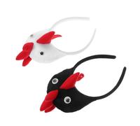 WOONEKY Cerchietto a Forma di Testa di Pollo 2 Pezzi, Fascia per Chioma Resistente e Antiscivolo per Feste a Tema Animali, Decorazione Divertente per Compleanni e Party Jungle
