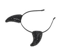 WOONEKY Cerchietto per Capelli con Corna Diaboliche e Strass Copricapo Halloween con Corna di Mucca Scintillanti Accessorio Costume Diavolo per Feste e Cosplay