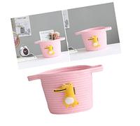 WOONEKY Cesto Organizzatore Per Oggetti Cotone Con Corda Contenitore Multifunzionale Rosa Coccodrillo Giallo Accessorio Per Casa e Giocattoli Per Stanzette e Nursery