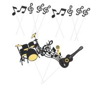 WOONEKY Decorazioni per Torte di Compleanno Musicali Set da 40 Pezzi Cake Topper Chitarra e Note Musicali in Carta, Decorazioni per Cupcake a Tema Festa per Appassionati di Musica e