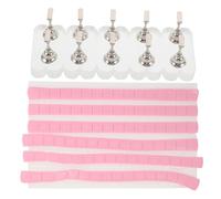 WOONEKY Espositore per Pratica Manicure con Base Rettangolare in Acrilico Porta Unghie Finto con Decorativo Pedine Argento e Punti Argilla Rosa Supporto per Training Nail Art da Salone e
