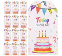 WOONEKY Etichette per Compleanno con Spago Set 120 Pezzi Tag per Feste di Buon Compleanno e Decorazioni per Sacchetti Regalo con Spazio Scrittura per Confezioni Regalo Personalizzate