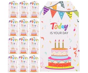WOONEKY Etichette per Compleanno con Spago Set 120 Pezzi Tag per Feste di Buon Compleanno e Decorazioni per Sacchetti Regalo con Spazio Scrittura per Confezioni Regalo Personalizzate