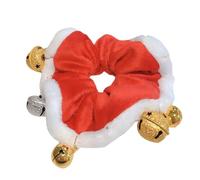 WOONEKY Fascia Capelli Natale con Campanella in Pile Corallo Elastico per Coda di Cavallo Rosso Accessorio Capelli Morbido ed Elastico Anello Decorativo Chic e Confortevole