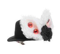 WOONEKY Halloween Mini Top Hat Hair Clip con Orecchie da Coniglio e Fiore Gotico Fermaglio Costume con Occhio Vintage Accessorio Halloween per Ragazze e Adatto per Capelli Spessi e Sottili